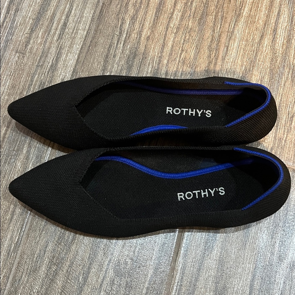 Rothy's Black The Point II Slip-On Shoes, Pointed-Toe Flats Machine Washable 8.5 - Picture 10 of 14